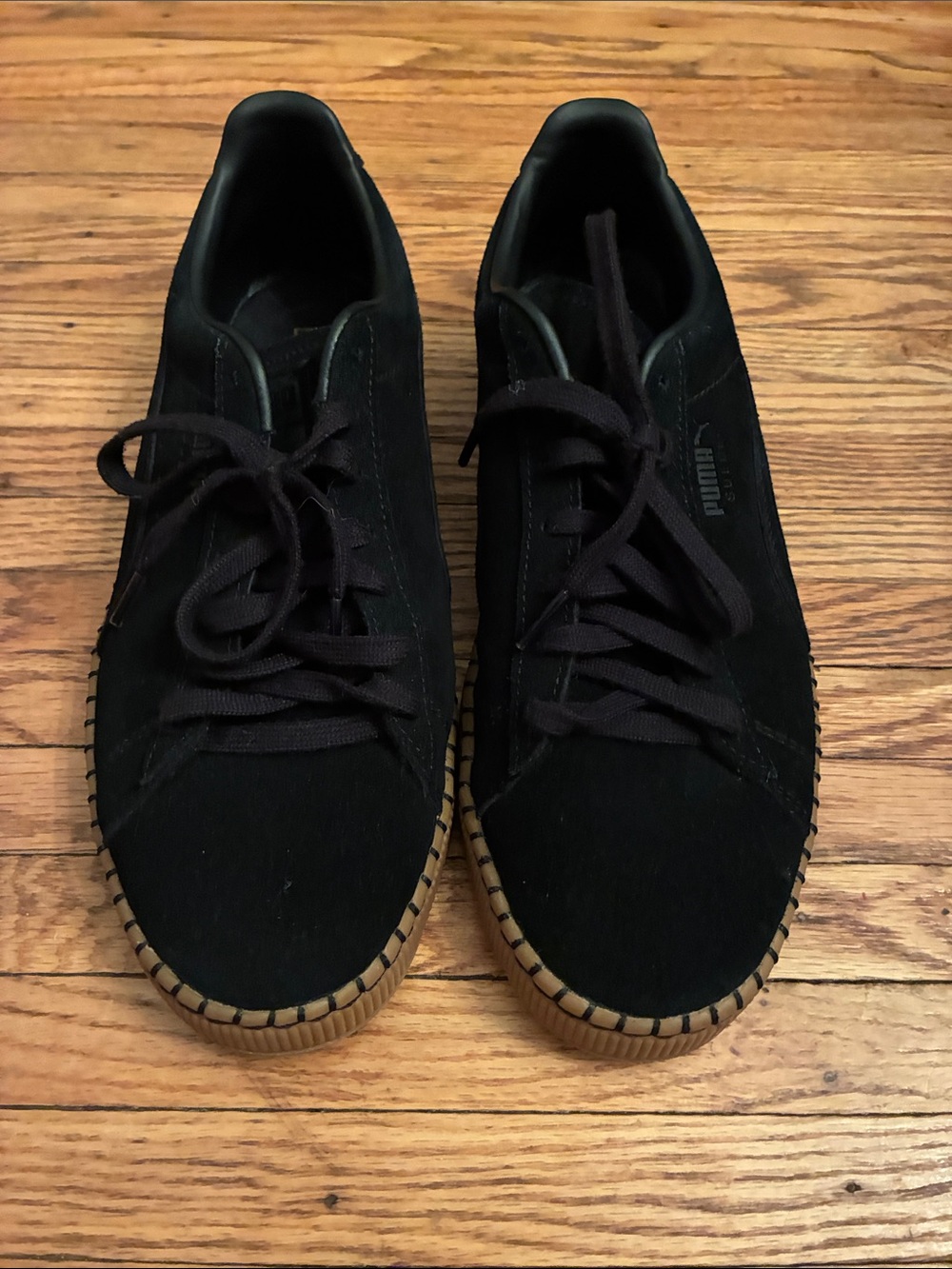 Puma Black Suede Sneakers with Gum Outsole men’s 10.5